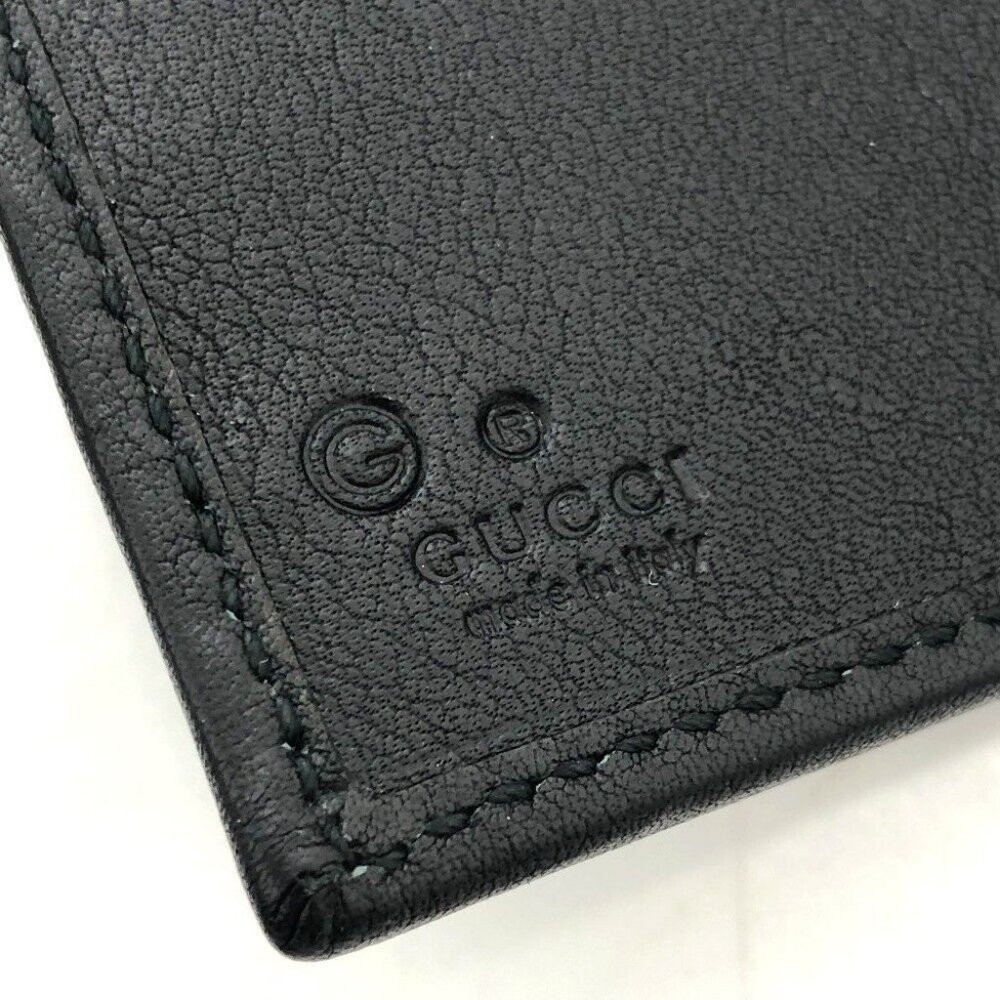 GUCCI Embossed all over pattern Bifold Long Wallet Leather Black - Picture 10 of 11